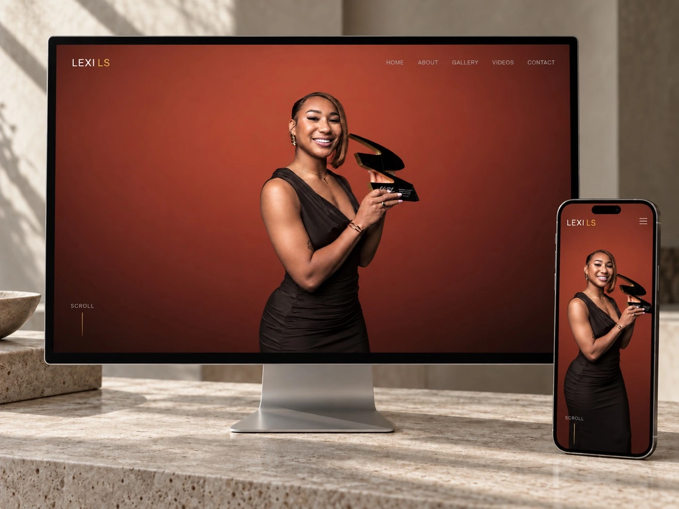 LEXI LS portfolio website mockup displayed on desktop and mobile screens
