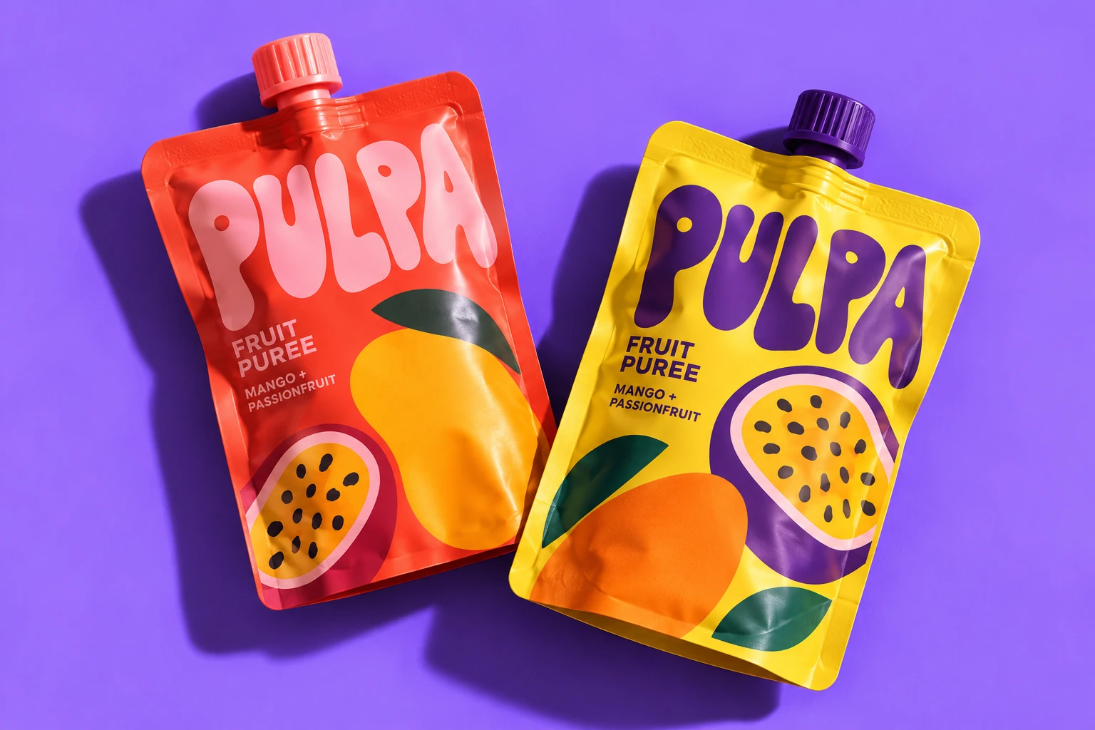 Colourful PULPA fruit puree pouches in a paid social video concept